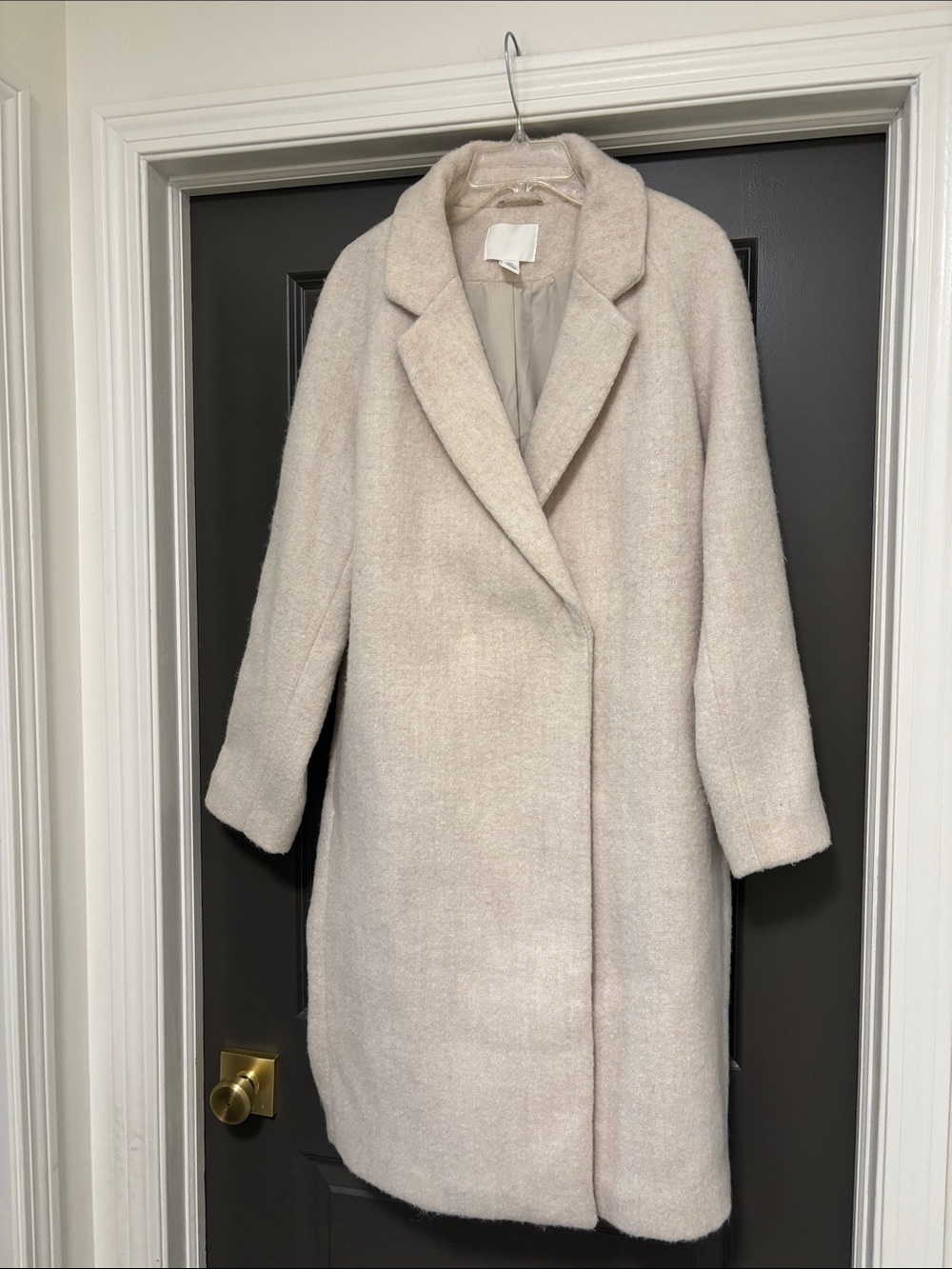 H&M cream long coat jacket M